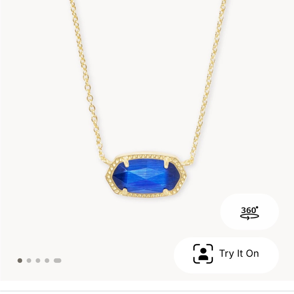Kendra Scott Blue and Gold Necklace with Oval Pendant
